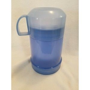 Vintage Thermos Blue Food Liquid Mug Container Camping Hot Cold HTF 16 oz